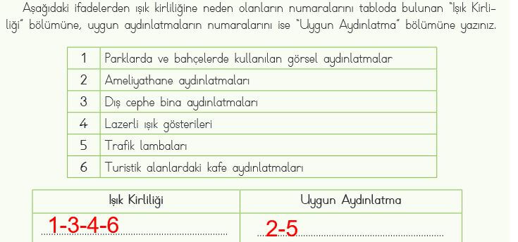 4. Sınıf Fen Bilimleri Sayfa 157 Cevapları MEB 