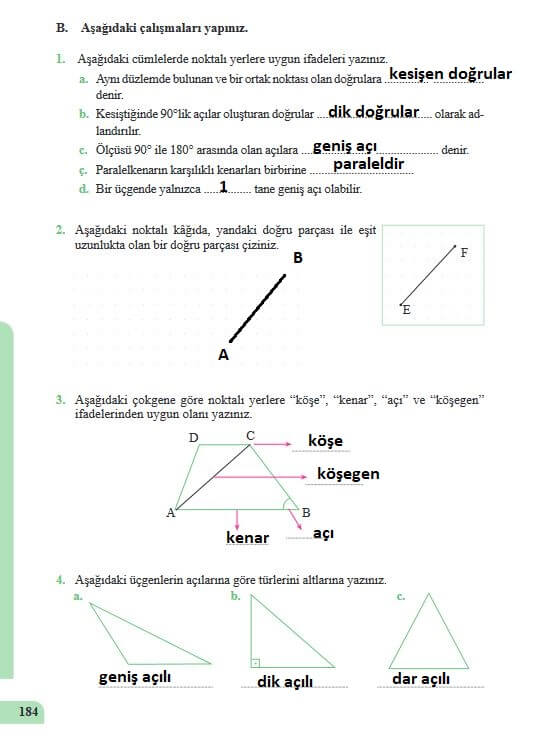 5. Sınıf Matematik Sayfa 184 Cevapları Özgün Yayın