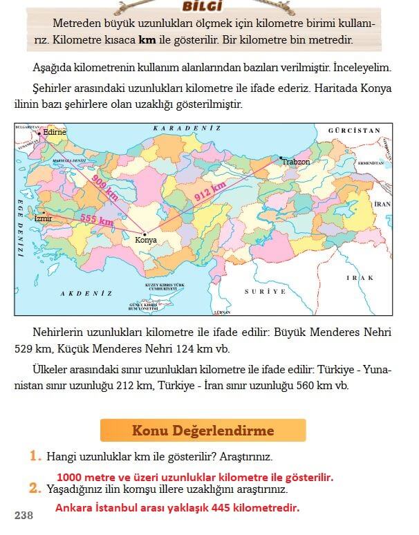 3. Sınıf Matematik Ders Kitabı Sayfa 238 Cevapları Ekoyay Yayın