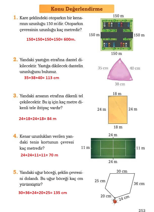3. Sınıf Matematik Sayfa 253 Cevapları Ekoyay Yayın