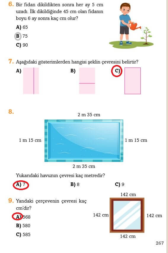 3. Sınıf Matematik Sayfa 267 Cevapları Ekoyay Yayın