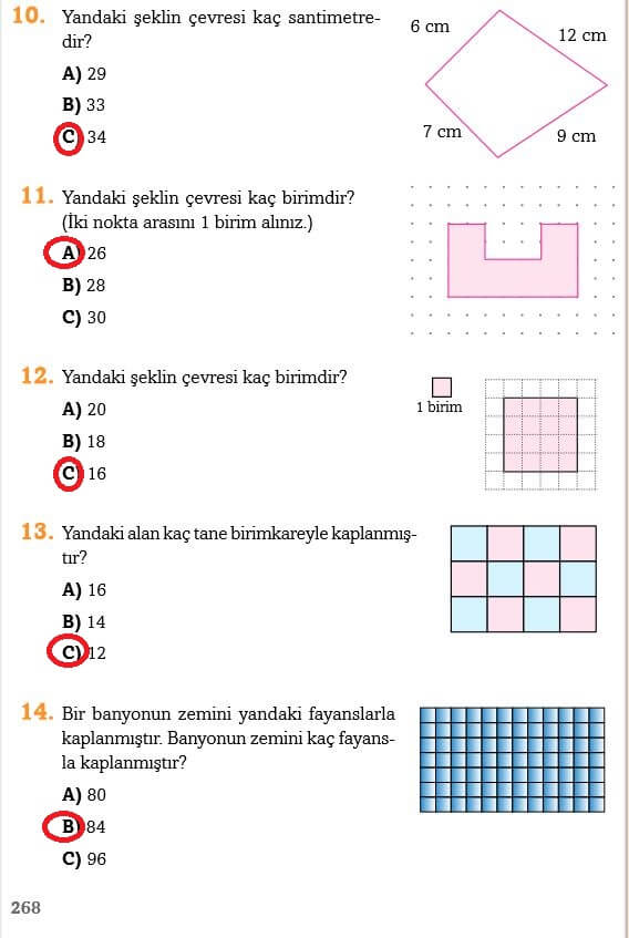 3. Sınıf Matematik Sayfa 268 Cevapları Ekoyay Yayın