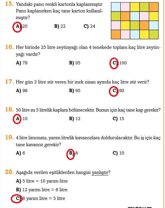 3. Sınıf Matematik Sayfa 269 Cevapları Ekoyay Yayın