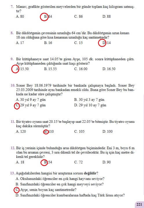 5. Sınıf Matematik Ders Kitabı 221. Sayfa Cevapları Özgün Yayıncılık