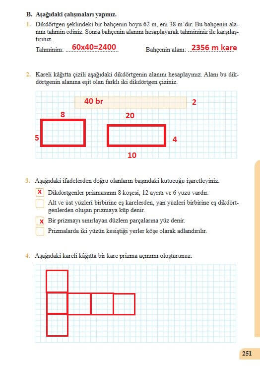 5. Sınıf Matematik ders Kitabı Sayfa 251 Cevapları Özgün Yayın