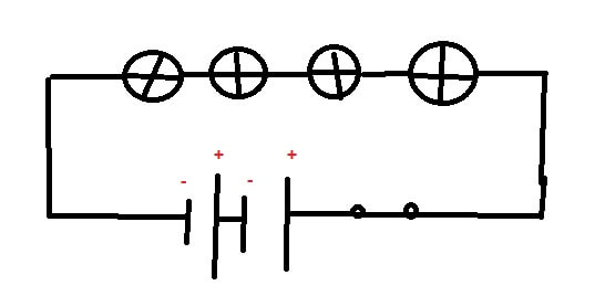 elektrik devre şeması 4 ampul
