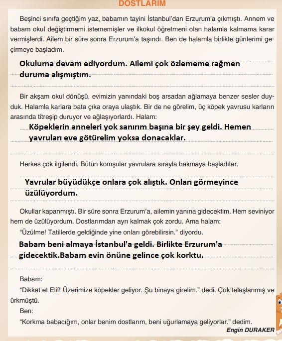 6. Sınıf Türkçe Ders Kitabı 38. Sayfa Cevapları Yıldırım Yayınları