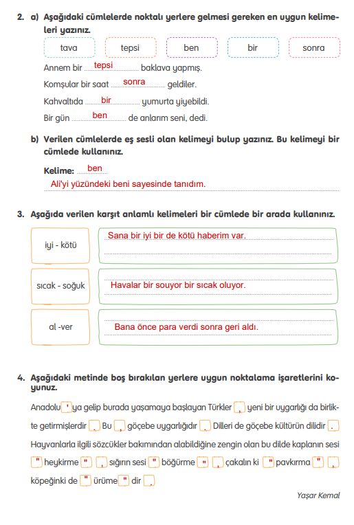 4. sınıf türkçe ders kitabı sayfa 140 tuna yayınları