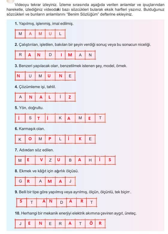 6. sınıf meb yayınları türkçe ders kitabı cevapları sayfa 223