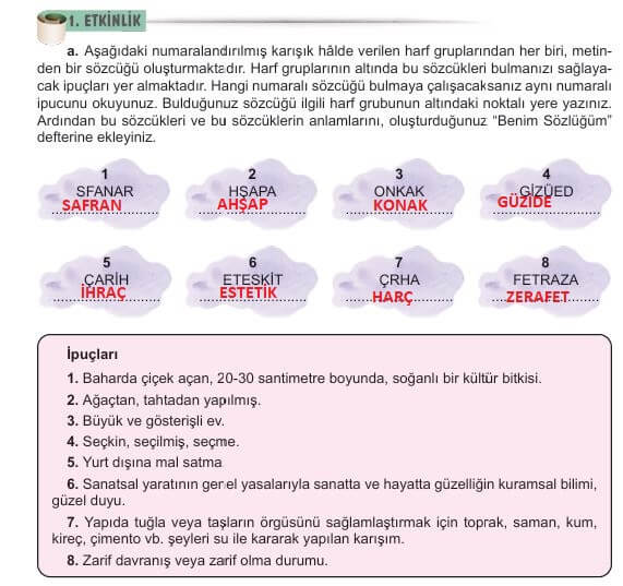 6. sınıf meb yayınları türkçe ders kitabı cevapları sayfa 249