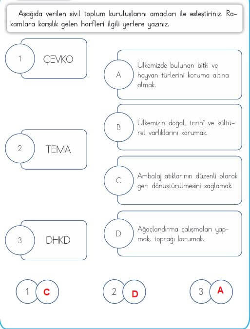 3. sınıf hayat bilgisi 202. sayfa cevapları MEB Yayınları