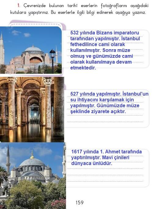 3. sınıf sdr ipekyolu hayat bilgisi sayfa 159 cevapları