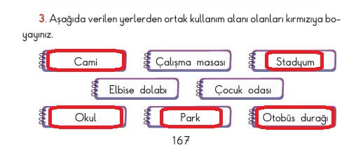 3. sınıf sdr ipekyolu hayat bilgisi sayfa 167 cevapları