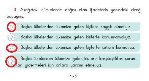 3. sınıf sdr ipekyolu hayat bilgisi sayfa 172 cevapları
