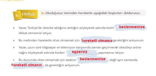5. sınıf Türkçe ders kitabı sayfa 144 cevapları