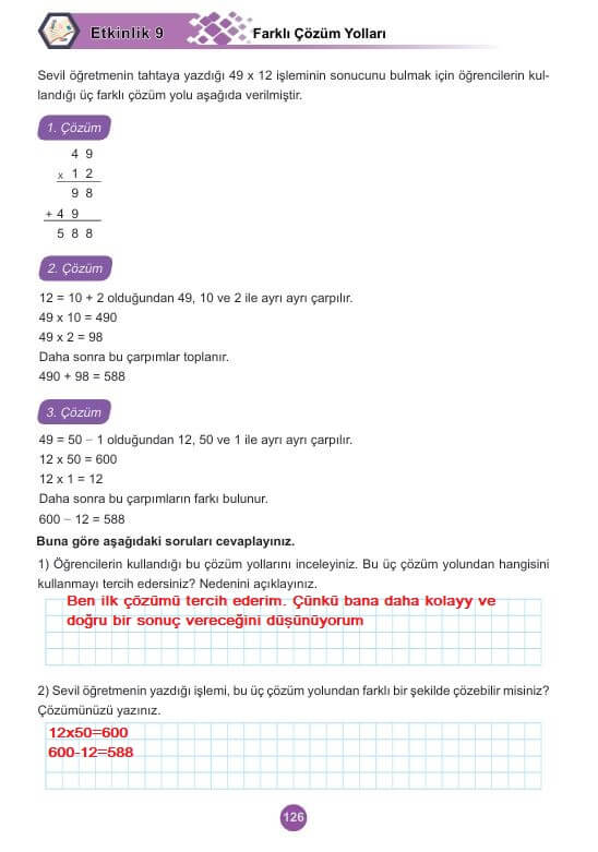 5. sınıf matematik ders kitabı cevapları 2. kitap sayfa 126