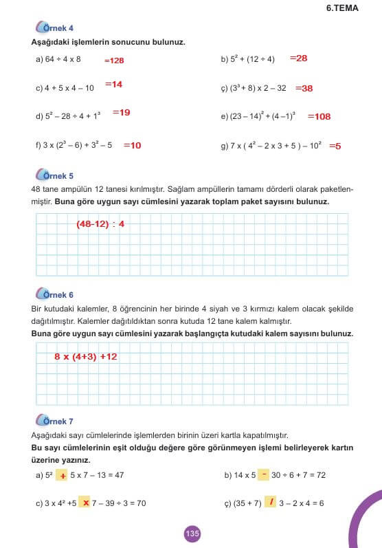 5. sınıf matematik ders kitabı cevapları 2. kitap sayfa 135