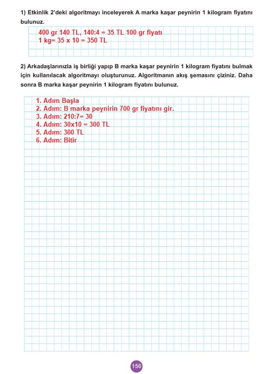 5. sınıf matematik ders kitabı cevapları 2. kitap sayfa 156