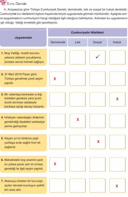 7. Sınıf Sosyal Bilgiler Cevapları Sayfa 238