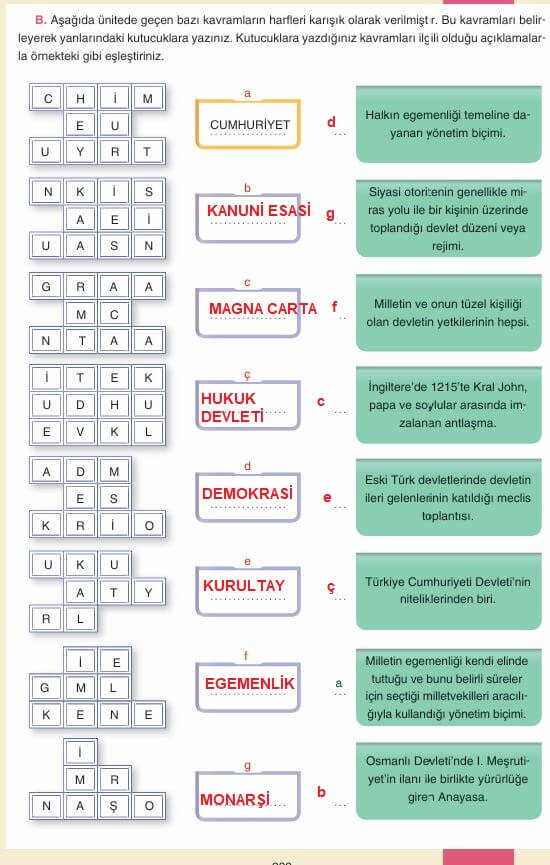 7. Sınıf Sosyal Bilgiler Cevapları Sayfa 239
